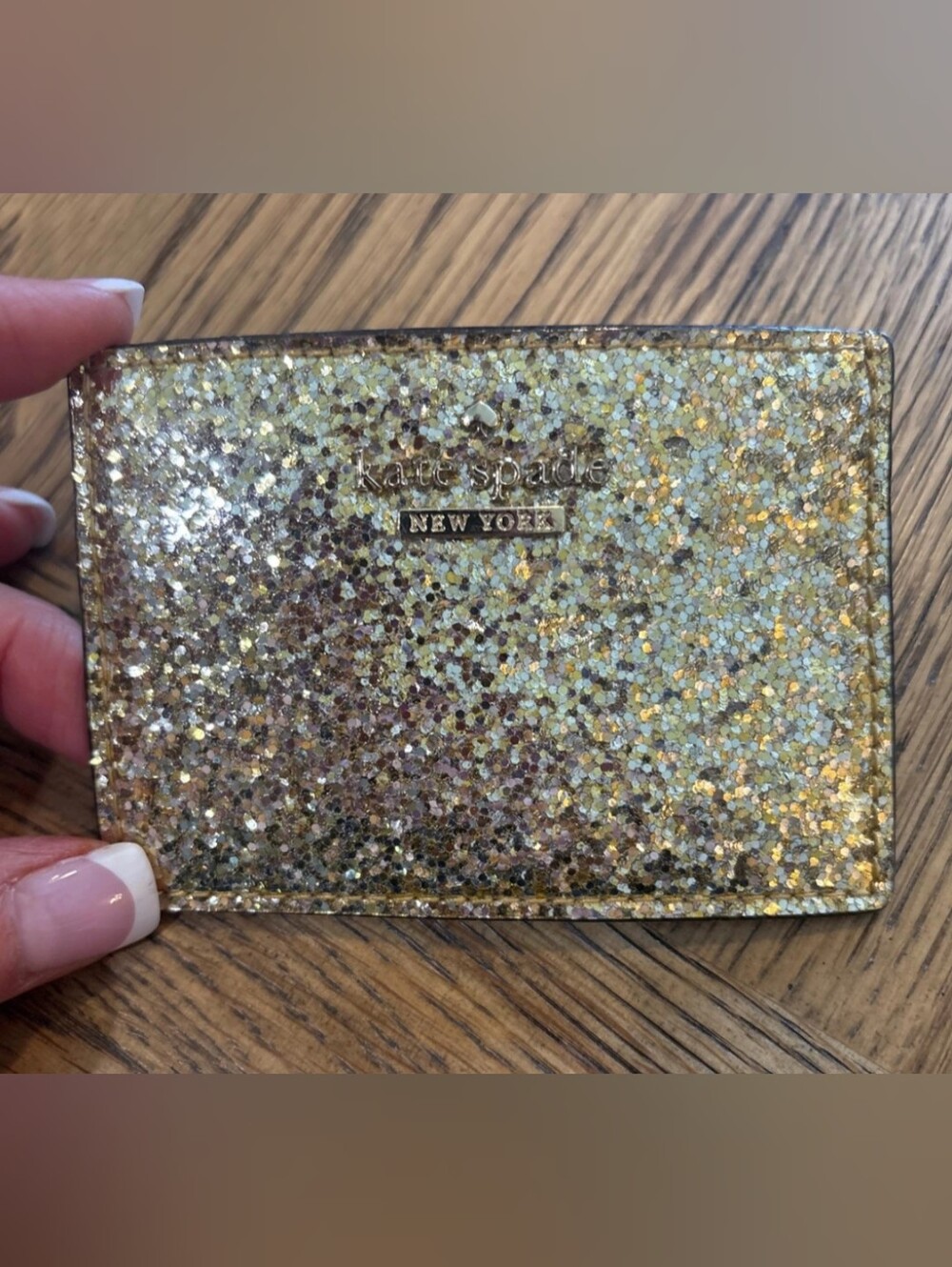 Kate Spade *Storybook* Gold Glitter Card Holder